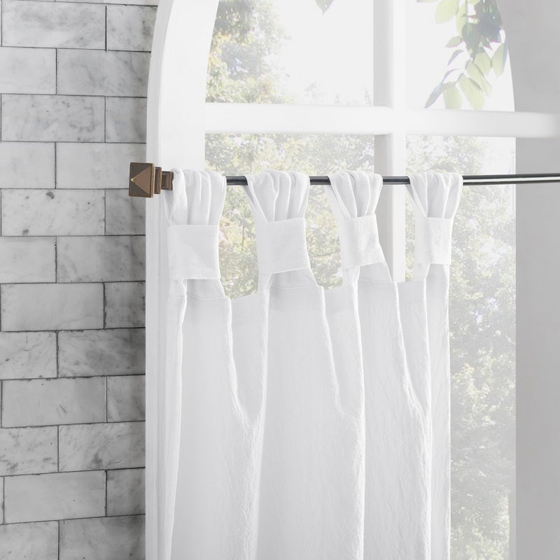 Archaeo - 56543 Washed 100% Cotton Twist Tab Tier Pair, 52" x 45", White - Image 2